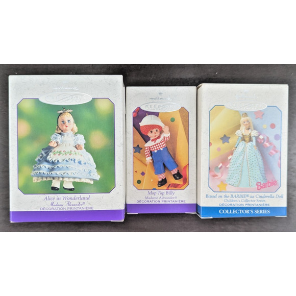 Hallmark Keepsake Alice in Wonderland Mop Top Billy Barbie Ornament Lot of 3 - Picture 2 of 14